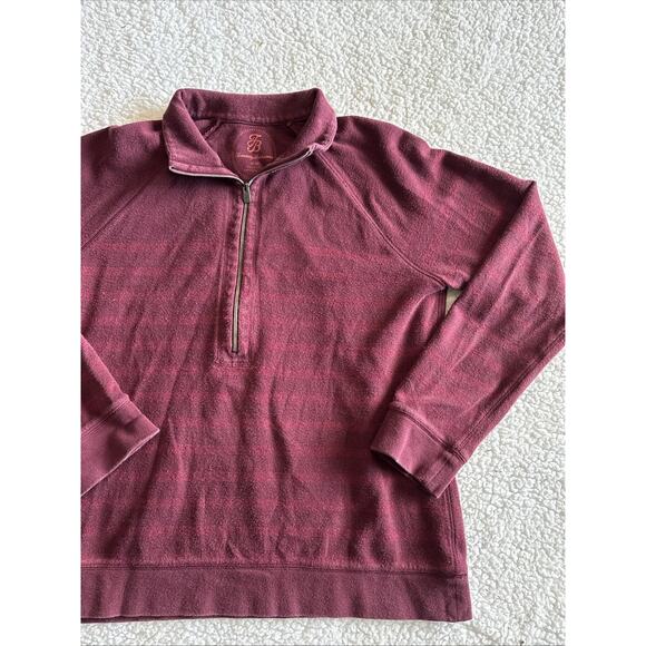 Tommy Bahama Sweater Womens Medium Red Striped 1/2 Zip Up Pullover Sweatshirt - Picture 2 of 6